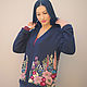 Wool blue jacket with hand embroidery ' Spring garden-2', Jackets, Vinnitsa,  Фото №1