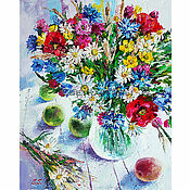 Картины и панно handmade. Livemaster - original item Still life painting with flowers and fruits 