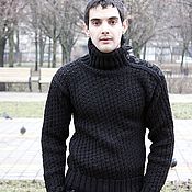 Мужская одежда handmade. Livemaster - original item Мужской свитер "Ажурный Черный". Handmade.