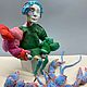 Необычные куклы Девочка - кукла с голубыми волосами  и Лобстер. Интерьерная кукла. Dilya Doll Land. Интернет-магазин Ярмарка Мастеров.  Фото №2