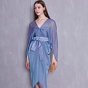 Одежда handmade. Livemaster - original item Chiffon dress is the Star blue, evening cocktail dress. Handmade.