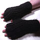 Men's knitted fingerless gloves Magic of black. Mitts. Warm Yarn. My Livemaster. Фото №4