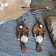 Медные Серьги Рыбки С Жемчугом. Серьги классические. NadyaBriJewelry. Ярмарка Мастеров.  Фото №4