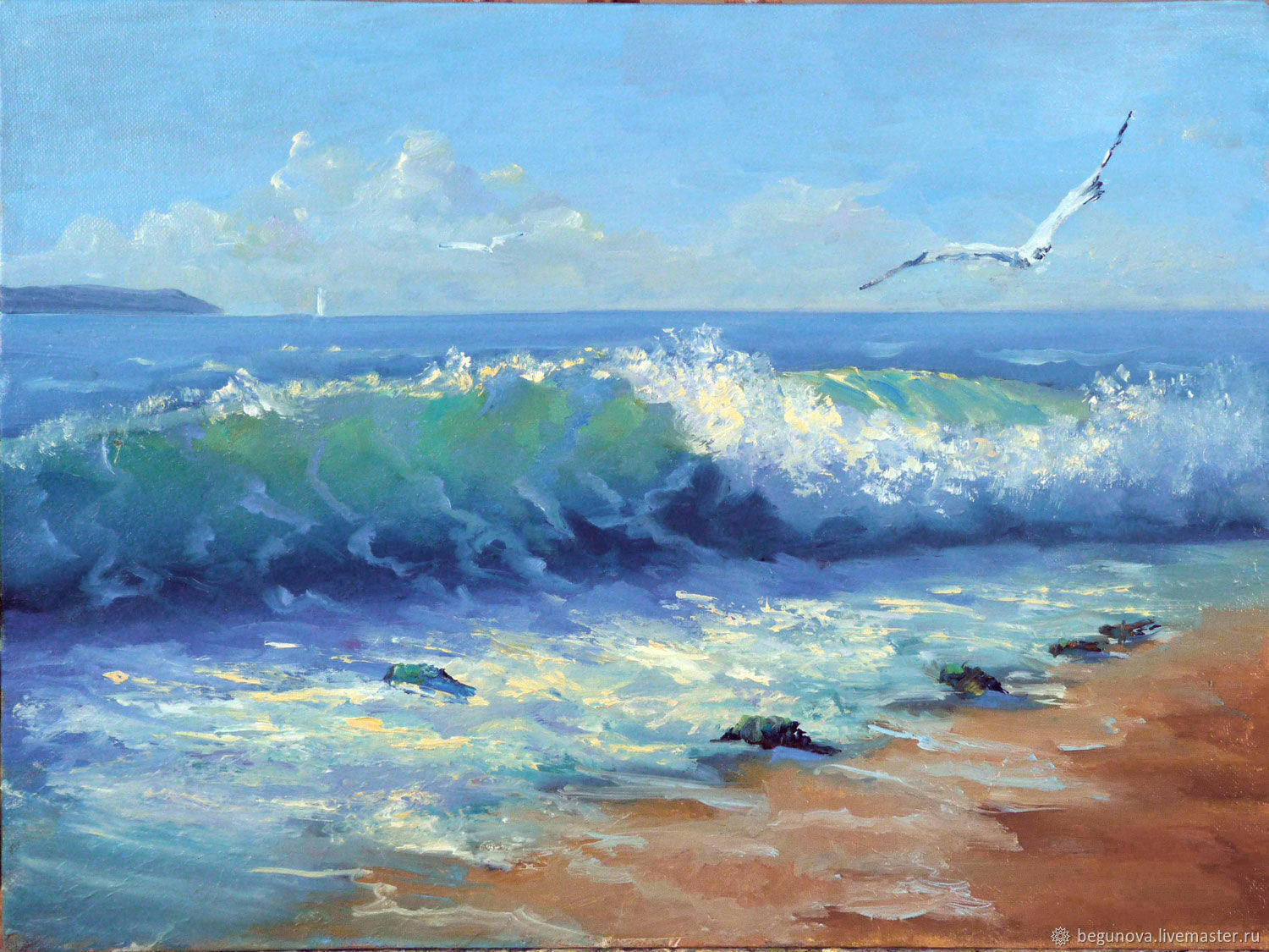 Oil painting sea wave, seascape, oil painting, Pictures, Krasnodar,  Фото №1