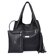 Сумки и аксессуары handmade. Livemaster - original item Bag with cosmetic bag String bag black Bag large Package Shopper Bag. Handmade.