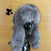 Аксессуары handmade. Livemaster - original item Youth hat from fur of a silver Fox and genuine leather.. Handmade.