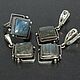 Earrings, ring and pendant with labradorite made of 925 DD0120 silver, Jewelry Sets, Yerevan,  Фото №1