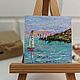 Beach Painting Original Art Seascape small Ocean Landscape Sailboat. Pictures. katbes. My Livemaster. Фото №4