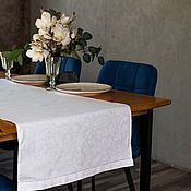 Для дома и интерьера handmade. Livemaster - original item Track on the table, runner linen /cotton white jacquard 50/150 cm.. Handmade.
