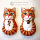 Brooch pendant Cat made of wool orange cat, Cat portrait kitten. Brooches. Woolen Zoo. My Livemaster. Фото №5