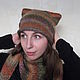 Комплект шапка - кошка и бактус  из пряжи градуированной окраски, , Королев,  Фото №1