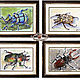 Painting: watercolor painting insects set of 4 pcs. Bugs, Pictures, Moscow,  Фото №1
