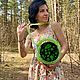 Зеленая сумка из бусин круглая. Сумка через плечо. РИДИКЮЛИ | КРУГЛЫЕ СУМОЧКИ. Интернет-магазин Ярмарка Мастеров.  Фото №2