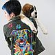 Denim jacket in the style of pop art "pit bull"hand-painted. Outerwear Jackets. Exclusive clothes Dneproart (dneproart). Online shopping on My Livemaster.  Фото №2