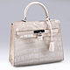 Сумка женская из натуральной кожи крокодила IMA0867Pearl4. Классическая сумка. CrocShop товары из экзотической кожи. Ярмарка Мастеров.  Фото №4