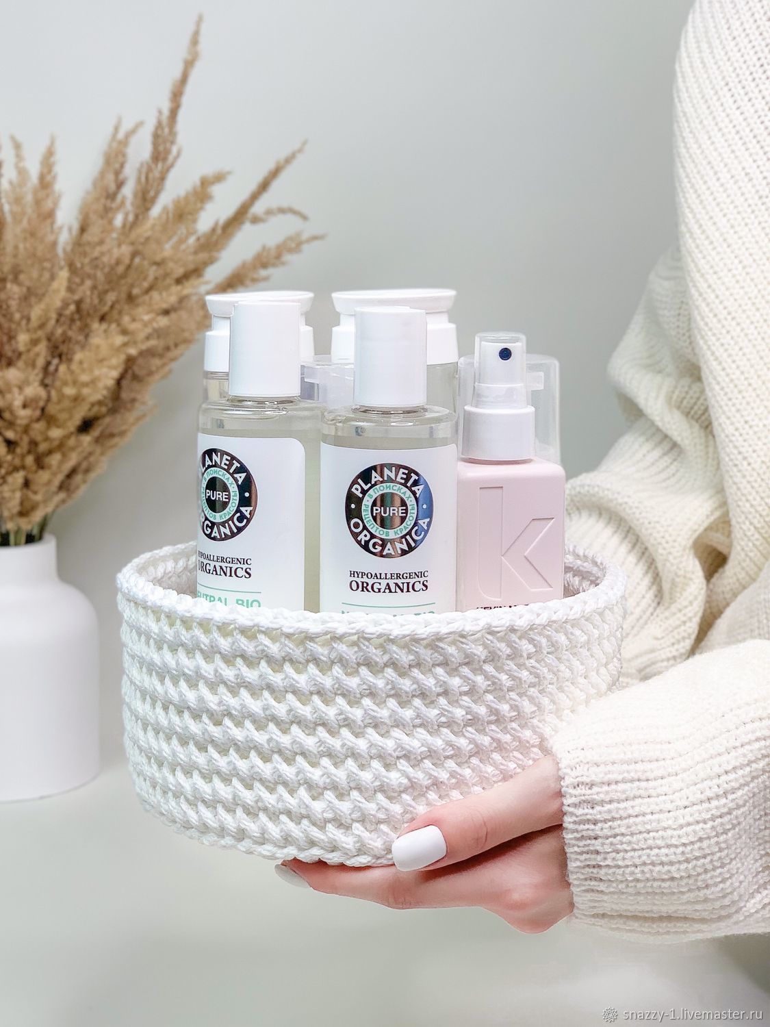 Корзина для хранения / органайзер для косметики / плетёная корзина в ...