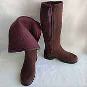 Обувь ручной работы handmade. Livemaster - original item Felted boots with zipper Brown Mahogany. Handmade.