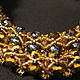 Бусы колье из золотого гематита и синих страз. Бусы. Sweet bead: украшения с минералами (sweetbead89). Ярмарка Мастеров.  Фото №6