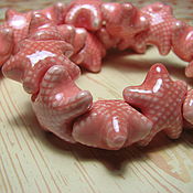 Материалы для творчества handmade. Livemaster - original item Ceramic bead pink star 19h10 mm. Handmade.