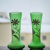 Винтаж handmade. Livemaster - original item Paired vases with hand-painted Daisies. Handmade.