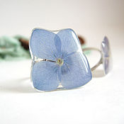 Украшения handmade. Livemaster - original item Ring Blue Lilac Hydrangea Flower Silver Eco Jewelry Resin. Handmade.