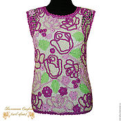 Одежда handmade. Livemaster - original item blusa de punto de ganchillo Rosa. Handmade.