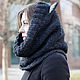 СНУД ТЕМНО-СЕРЫЙ КОТИК. Снуды. Woolcraft. Ярмарка Мастеров.  Фото №5