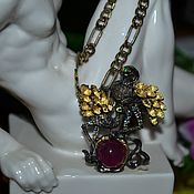 Украшения handmade. Livemaster - original item Brooch-pendant birds of Paradise, ruby, sapphires, emeralds, silver, gilding. Handmade.
