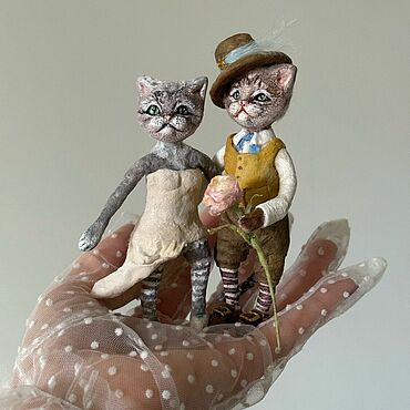 Ватная ёлочная интерьерная игрушка «Котики». . Сувениры и подарки ручной работы - Ярмарка Мастеров Сувениры и подарки ручной работы. Ярмарка Мастеров - ручная работа Ватная ёлочная интерьерная игрушка «Котики». Handmade.