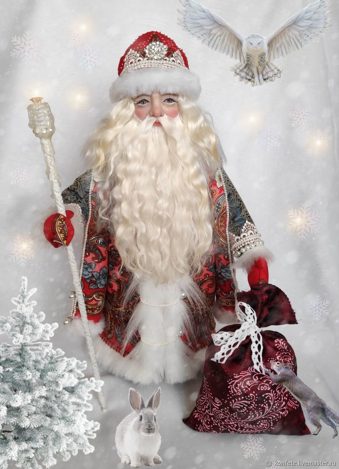 Santa Claus Doll, handmade Doll made of plastic, Ded Moroz and Snegurochka, Nizhny Novgorod,  Фото №1