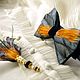 Set: bow tie and handmade boutonniere. Butterflies. GooseTie. Bow tie feathers. My Livemaster. Фото №5