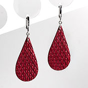 Украшения handmade. Livemaster - original item Red Leather Earrings. Handmade.
