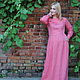 Long linen dress with sleeves 'Summer sunset' pink. Dresses. ZanKa. Online shopping on My Livemaster.  Фото №2