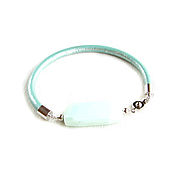 Украшения handmade. Livemaster - original item Opal bracelet, silver mint leather bracelet, leather bracelet. Handmade.