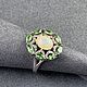 Кольцо с опалом 1,42 ct и цаворитами 1,2 ct огранки маркиз, Кольца, Уфа,  Фото №1