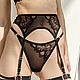 Черное кружевное белье с поясом для чулок. Комплекты белья. Yanovytska lingerie ( Богдана). Ярмарка Мастеров.  Фото №5