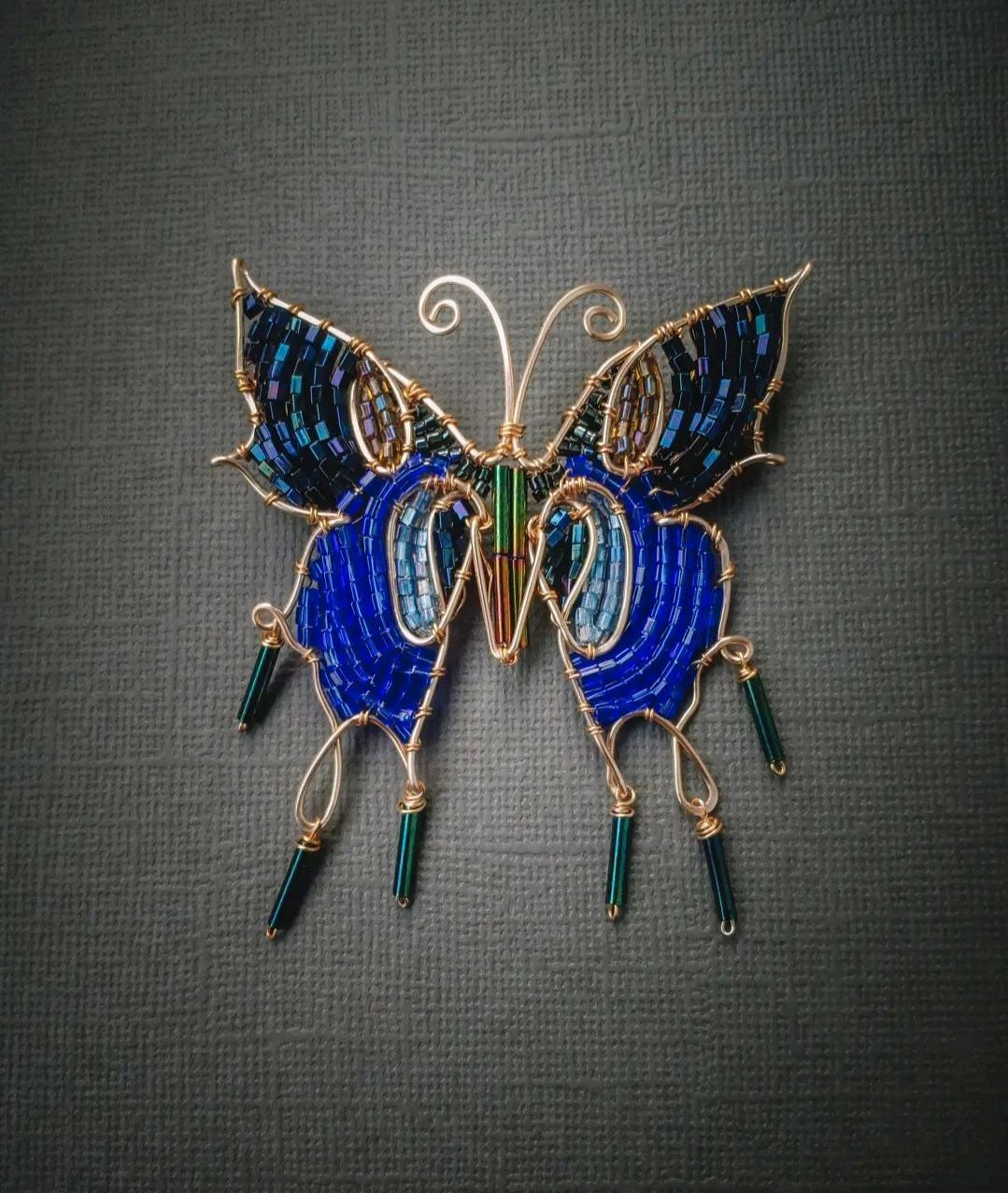 Brooch 'Butterfly in blue', Earrings, St. Petersburg,  Фото №1