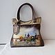 Custom painted leather bag for Vera Charles bridge Prague, Classic Bag, Noginsk,  Фото №1