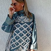 Denim jacket with sequin embroidery