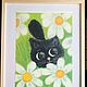 Заказать Oil pastel painting children's cat in daisies 'Hello' 297h420mm. Larisa Shemyakina Chuvstvo pozitiva (chuvstvo-pozitiva). Ярмарка Мастеров. . Pictures Фото №3