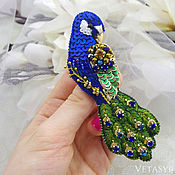 Украшения handmade. Livemaster - original item Peacock bird brooch embroidered with beads. Handmade.