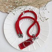 Украшения handmade. Livemaster - original item Red Agate Heart Pendant Bead Harness. Handmade.