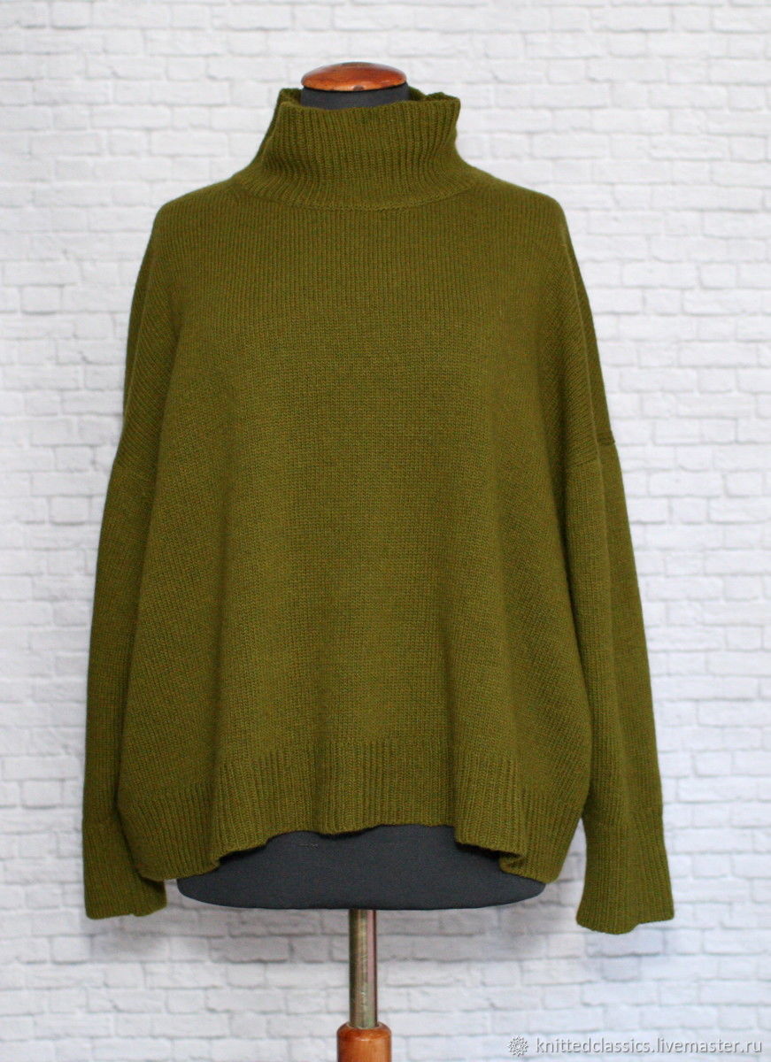 Jerseys: Japanese shoulder sweater oversize cashmere olive, Sweaters, Permian,  Фото №1