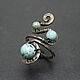 Кольцо Wire Wrap медная проволока камни HW0006. Кольца. Sunny Silver. Ярмарка Мастеров.  Фото №5