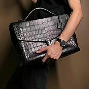 Сумки и аксессуары handmade. Livemaster - original item Men`s briefcase made of genuine crocodile leather, in black.. Handmade.