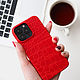 Чехол из кожи крокодила красный для iPhone 13 серии. Чехол. Hadena. Интернет-магазин Ярмарка Мастеров.  Фото №2