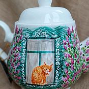Чайник заварочный фарфоровый Утро ручная авторская роспись
