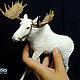 White moose, albino horned figure, velvety plastic, polymer clay, deer, Stuffed Toys, Krasnoyarsk,  Фото №1