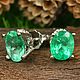 2.10 Carats Bright Green Emerald Oval Scroll Stud Earrings, Earrings, West Palm Beach,  Фото №1