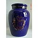 Vase LFZ, 50s, hand painted, cobalt, gold, Vintage interior, Moscow,  Фото №1